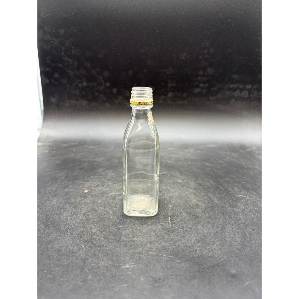 Vintage Clear Glass Miniature Bottle Square Base AL 25 Embossed 4.25 Inch